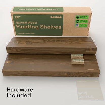 Solid Wood Floating Shelves for Wall 20 Inch Walnut, Wooden Bathroom Shelf - color: Walnut, size: 20 Inch
