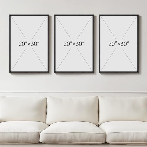 Large Framed Black and White Abstract Wall Art for Living Room Set of 3 - color: Black and White Dialogue, size: 20" W x 30" H x 3Pcs