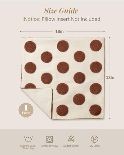 Fall Embroidered Throw Pillow Cover 18x18 Inch, Brown Polka Dot - color: Brown Polka, size: 18" x 18" (Pack of 1)