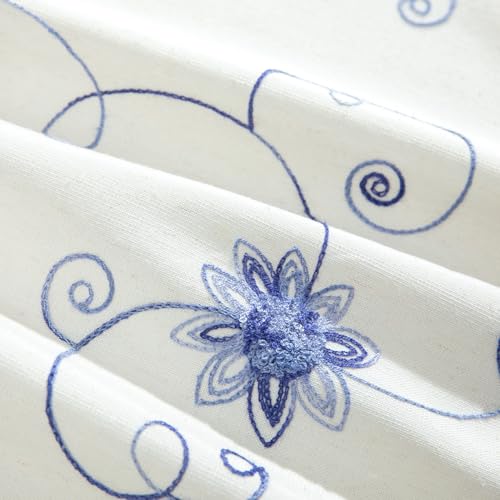 VOGOL Blue Floral Vine Embroidered Window Valance, 60 x 18, 1 Panel - color: Hy-blue, size: 60"W x 18"L (Pack of 1)