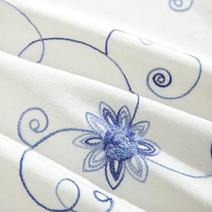 VOGOL Blue Floral Vine Embroidered Window Valance, 60 x 18, 1 Panel - color: Hy-blue, size: 60"W x 18"L (Pack of 1)