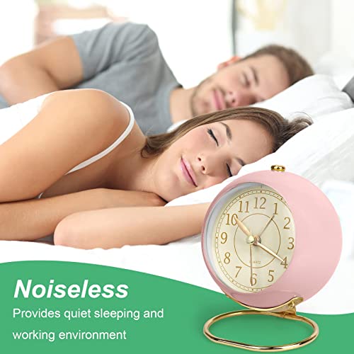 SHISEDECO Small Tableclocks Classic Non-Ticking Tabletop Alarm Clock,Pink - color: Pink