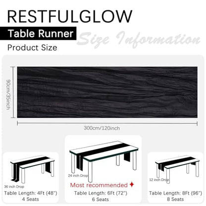 6 Pack Black Cheesecloth Table Runner 35 x 120 Inch - color: Black, size: 6 Pcs - 10 Ft