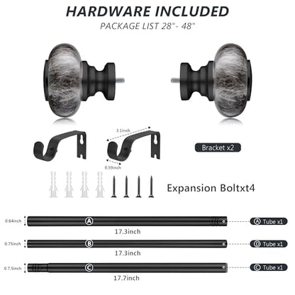 Black Curtain Rods for Windows 28 to 48 Inches,Adjustable Heavy Duty - color: Black, size: 28"-48"