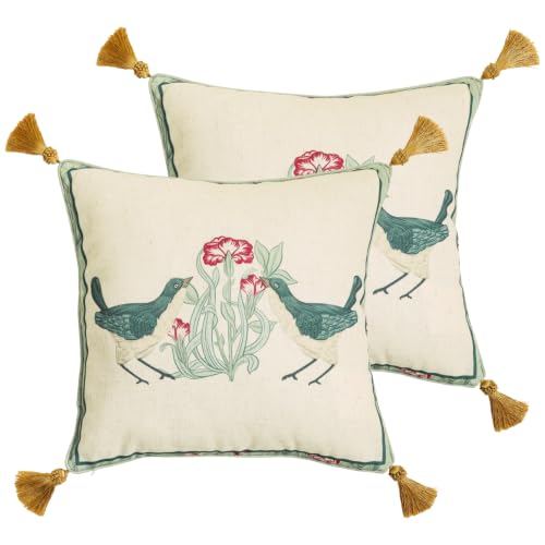 patdrea French Vintage Linen Throw Pillow Cover,18"x18",Set of 2-Cecilia E - color: Cecilia E, size: 18" x 18" (Pack of 2)
