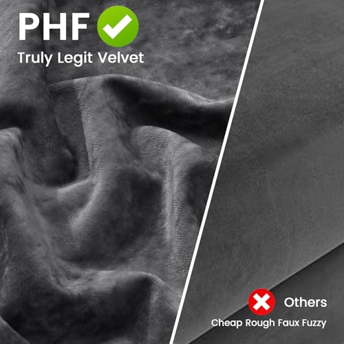 PHF Truly Velvet Euro Shams 26" x 26", Dark Grey, No Insert, 2 Pack - color: Dark Grey, size: 26" x 26" (Pack of 2)