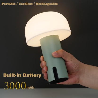 Mushroom Table Lamp, Cordless Rechargeable Touch Light, Waterproof - color: Sage Green