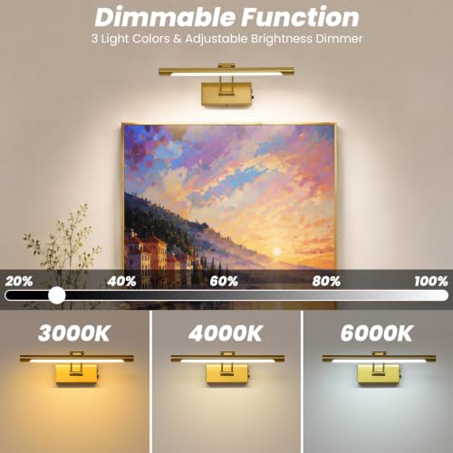Battery Operated Picture Light for Wall,Gold 15.7-Inch - color: Gold, size: 15.7 Inch