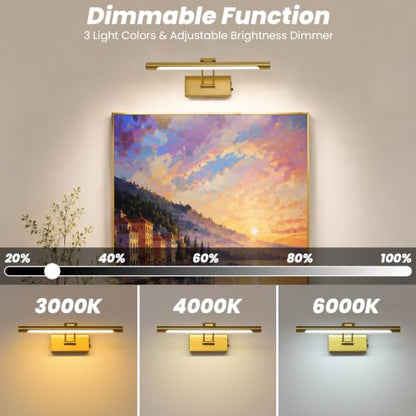 Battery Operated Picture Light for Wall,Gold 15.7-Inch - color: Gold, size: 15.7 Inch