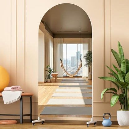 Hasipu 71" x 32" Arched Full Length Mirror on Wheels - size: 70.87"L x 31.5"W