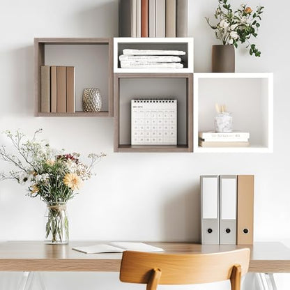Kaboon Cube Floating Shelves Set2, Display Shelves Wall Mount 7.75" D x 12.5" W x 12.5" H, (Eucalyptus, Square 2 Cubes) - color: Eucalyptus, size: Square-Set2