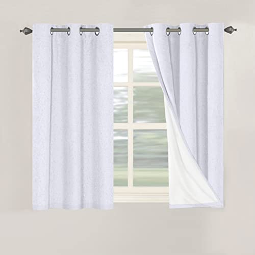 H.VERSAILTEX 100% Blackout Linen Curtains 45" L 2 Panels Bright White - color: Bright White, size: 42"W x 45"L (Pack of 2)