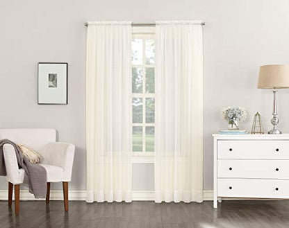 No. 918 Emily Sheer Voile Rod Pocket Curtain Panel, 59 in x 216 in, Eggshell - color: Eggshell, size: 59"W x 216"L (Pack of 1), style: Emily