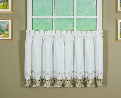 Today's Curtain Verona Reverse Embroidery Tier, 30", Ecru/Antique, 60" W X 30" L - color: Ecru/Antique, size: 60"W x 30"L (Pack of 1)