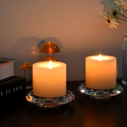 Crystal Taper Candle Holders, Set of 2 Crystal Decorative Candle Stand Centerpiece for Table Wedding Dinning Party