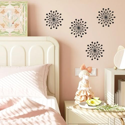 DUOOLN 3 Pcs Metal Sunburst Wall Art, Modern Starburst Decor Sculptures - color: Black - Sun