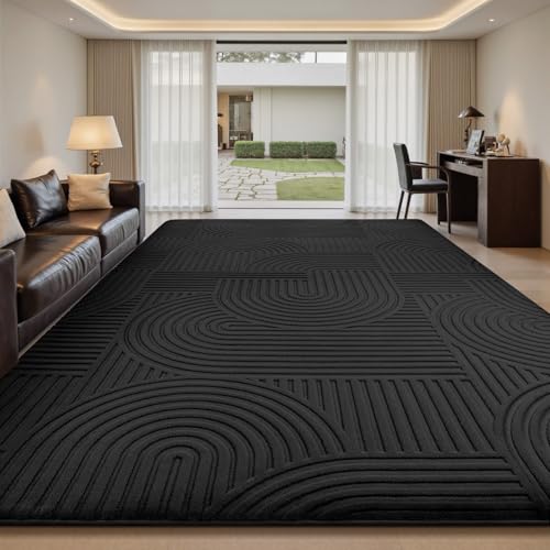 Sour Lemon 8x10 Area Rugs for Living Room Bedroom, Black Rug Large Carpet - color: Black, size: 8' x 10' (Rectangular)
