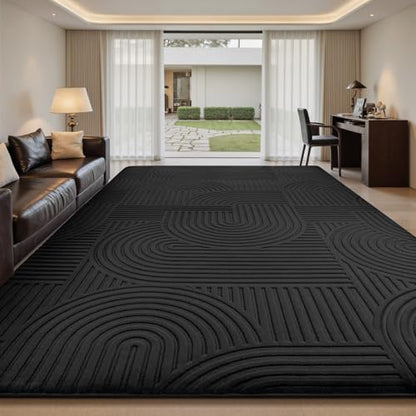 Sour Lemon Area Rugs 9x12 Living Room Bedroom, Black Rug Large Carpet - color: Black, size: 9' x 12' (Rectangular)