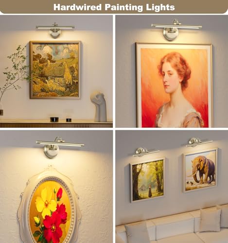 Tassuowell Antique Bronze Picture Light for Wall,Dimmable Painting Light,16 Inch Hardwired Picture Frame Lights,9W 3000K Warm White,Art Lighting Display Lamps,Rotatable Full Metal Gallery Light - color: Antique Bronze(Hardwired), size: 15.75 inch Dimmable