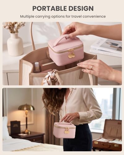 Lolalet Travel Jewelry Organizer for Women, Jewelry Case with Mirror - color: Pink