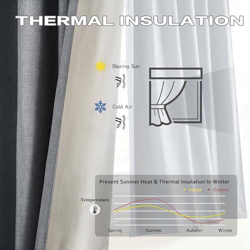 DUALIFE Full Blackout Pinch Pleated Curtains Dark Grey, Back Tab with Hooks, Thermal Insulated Track Curtains for Bedroom Living Room,40" Wx84 L, 2 Panels - color: Charcoal Grey, size: 40"W x 84"L (Pack of 2)