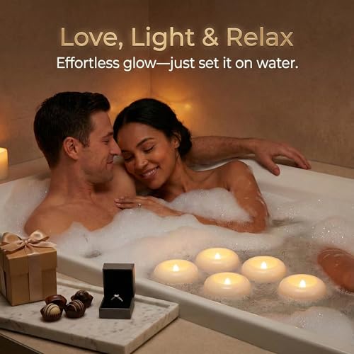 Aignis 24 Pack Waterproof Flameless Floating Candles, 200-Hour Battery Operated 2.2" LED Tea Lights, Water-Activated Flickering Warm White Glow for Pool, Wedding Centerpieces, Bath & Spa - size: D 2.2'' x W 2.2'' x H 1''