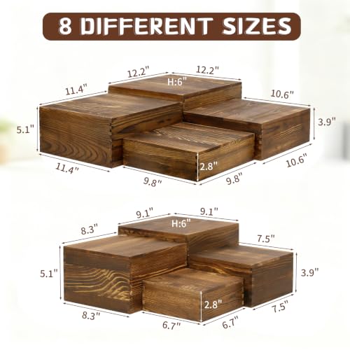8 Pack Buffet Risers and Stands, Dessert Table Display Set with Mini Signs - color: Brown, size: 8 Pcs