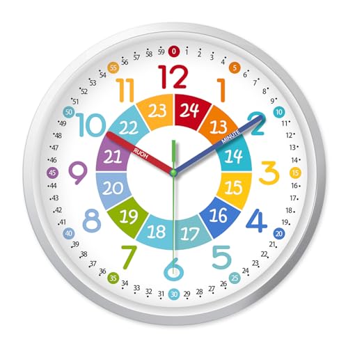 XFM 8 Inch Small Learning Time Wall Clock for Kids Teachers - color: Colorful4, size: 8 Inch-1pcs