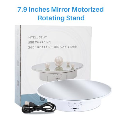 Rotating Display Stand Turntable Stand Spinning Stand for Product Shows White,7.87inch /17.6lbs Max Load,White Round