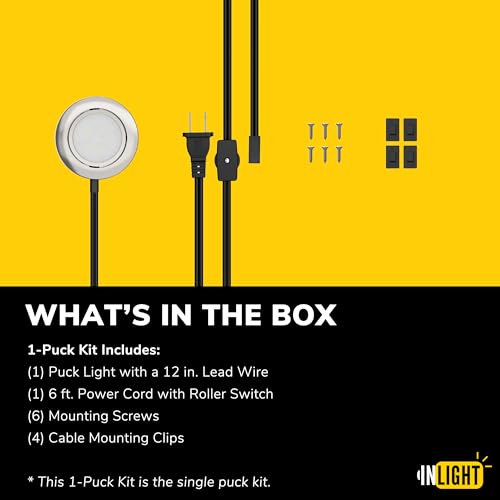 GETINLIGHT 2.75-Inch LED Puck Light, 1-Pack, 2700K, Brushed Nickel - color: Brushed Nickel, size: 1-puck light kit