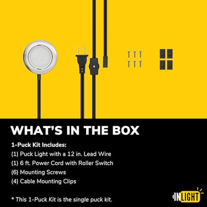 GETINLIGHT 2.75-Inch LED Puck Light, 1-Pack, 2700K, Brushed Nickel - color: Brushed Nickel, size: 1-puck light kit