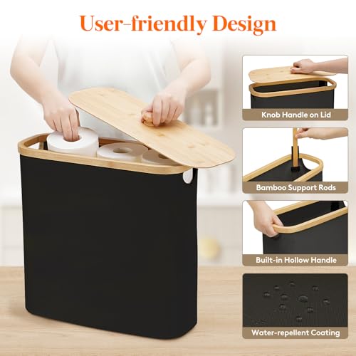 Lifewit Toilet Paper Storage Holder, Extra Large Stand Basket, 30L, Black - color: Black, size: 30L