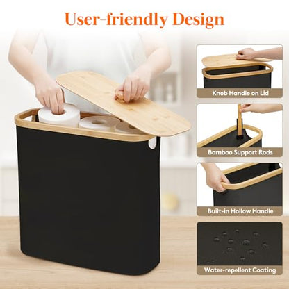 Lifewit Toilet Paper Storage Holder, Extra Large Stand Basket, 30L, Black - color: Black, size: 30L