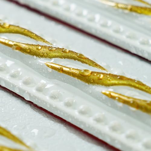 Colamo 16.4FT Gilded White Peel and Stick Trim Caulk Strip,Flexible Adhesive Moldings & Trims for Wall/Mirror/Ceiling/Window and Door Frame,Stick on Backsplash Tile Trimming,Sticky Edge,Side Body Trim - color: Gilded White