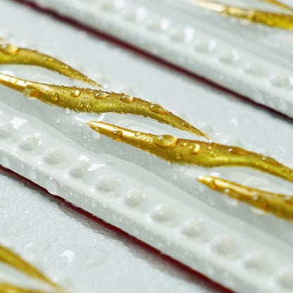 Colamo 16.4FT Gilded White Peel and Stick Trim Caulk Strip,Flexible Adhesive Moldings & Trims for Wall/Mirror/Ceiling/Window and Door Frame,Stick on Backsplash Tile Trimming,Sticky Edge,Side Body Trim - color: Gilded White