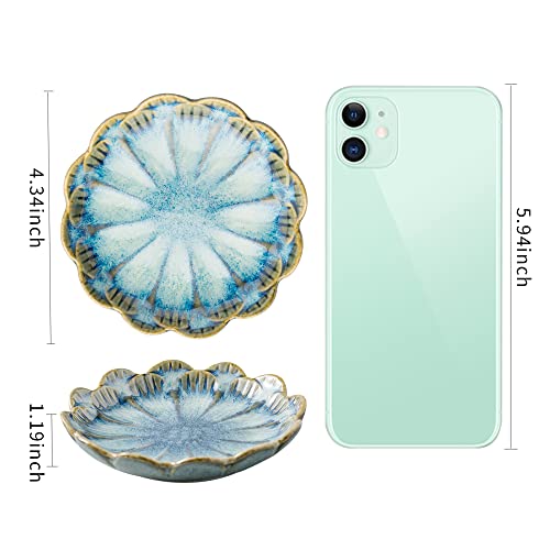 BEUNAIZER Jewelry Dish Tray, Ring Dish, Ceramic Trinket Tray, Key Bowl - color: Retro Blue