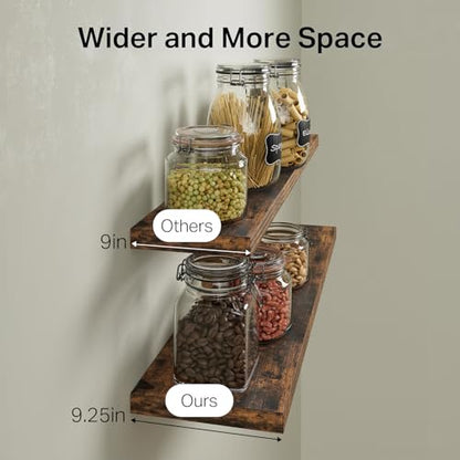 BAYKA Rustic Brown Floating Shelves 35.4in, Set of 3, Wall Mount Wood Shelf - color: B. Rustic Brown - Americana Farmhouse Style, size: 35.4inches