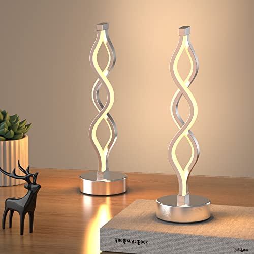 NUÜR Silver Table Lamps Set of 2, 15.8 Inch LED Bedside Lamps - color: Silver 2 Pack