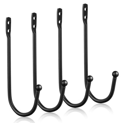 4Pack Curtain Wall Hooks, Curtain Holdbacks, Curtains Tie Backs for Curtains, Decorative Drapery Holdbacks for Wall Ties with Screws Black Metal U Shaped Pull Backs (3.94× 0.21 × 0.2 inches)