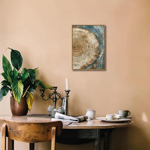 BingruiArt Faux Wood Tree Ring 08 Canvas Wall Art 12x16 Framed - color: Tree Ring - 08, size: 16"L x 12"W