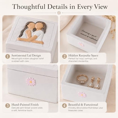 Mother and Daughter Figurines Keepsake Box - Sentimental Jewelry Gift Box for Mom, Grandma, Sister or Best Friend - Unique Birthday, Christmas, Mothers Day Gifts for Women, Female, Girls (Embrace) - style: Embrace