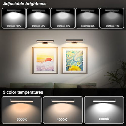 EUIOKUN Wireless Picture Light with Remote,Battery Operated Wall Sconces - size: 4Pack Black