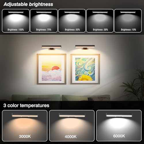 EUIOKUN Wireless Picture Light with Remote,Battery Operated Wall Sconces - size: 6Pack Black