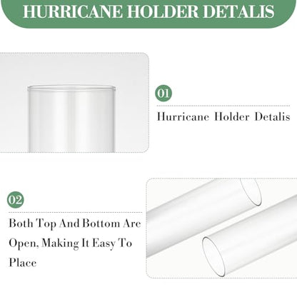 Garvee 6-Pack Glass Hurricane Candle Holders, 12" Tall Clear Candleholder Chimney Tube, 2.2" Taper Candlestick Holder with Cylinder Sleeves for Wedding Christmas Birthday Decor