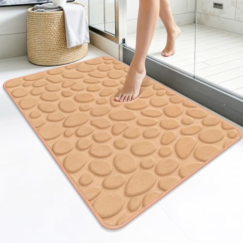 Memory Foam Bath Mat 36x24, Soft Absorbent Bathroom Rug, Khaki - color: Khaki, size: 24"x36"