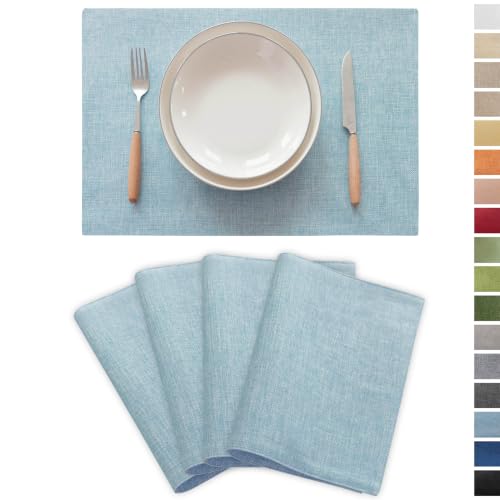 Demetex Blue Placemats Set of 4 Heat Resistant Place Mats Linen Cloth Placemat Dining Table Mats for Kitchen Plate Tables, Blue - color: Blue, size: Placemats set of 4