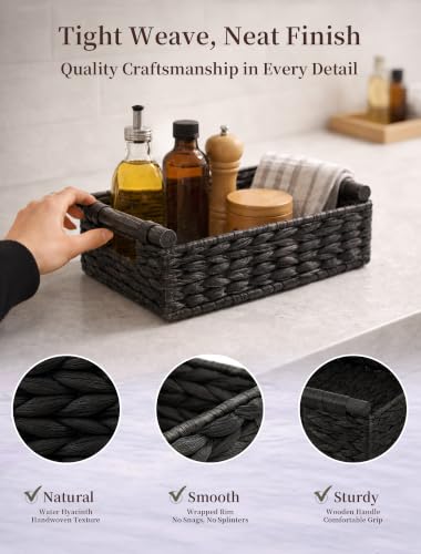 Wicker Basket, Large Basket for Gift Baskets Empty, 10.2x7.9x4in - color: Black, size: Small