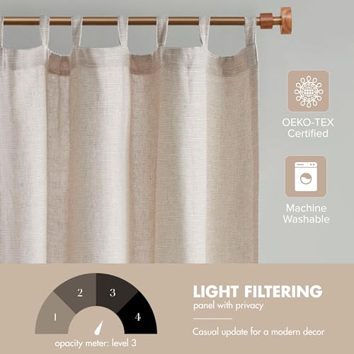 Madison Park Linen Blend Curtain, Thermal Insulated, 1 Panel 50x84 Natural - color: Tab Top, Solid Natural, size: 50"W x 84"L (Pack of 1)