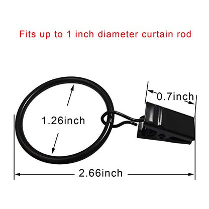 40 Pack Metal Curtain Rings with Clips, 1.26 in ID, Black - color: Black, size: 1.26" I D 40 Pack
