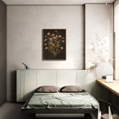 Moody Wildflower Framed Canvas Wall Art 16x24 inch - color: Wild-Mum, size: 16"x24" Natural